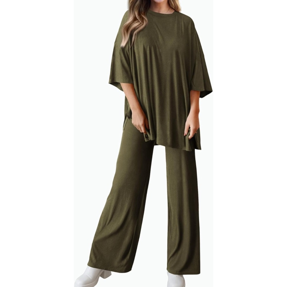 Prettygarden Army Green 2 Piece Wide Leg & Top Set - Picture 2 of 14